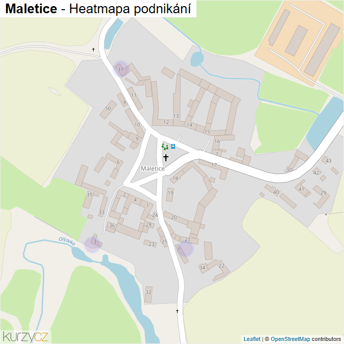 Mapa Maletice - Firmy v části obce.