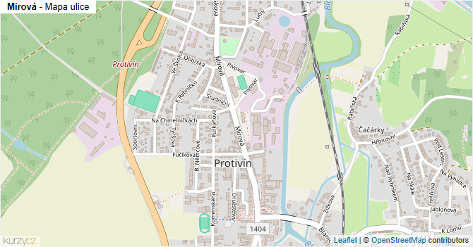 Mírová - mapa ulice