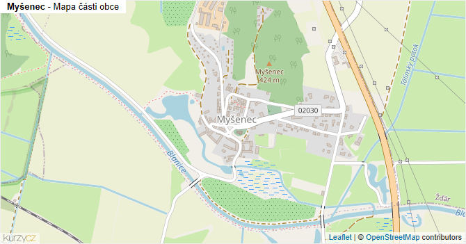 Myšenec - mapa části obce