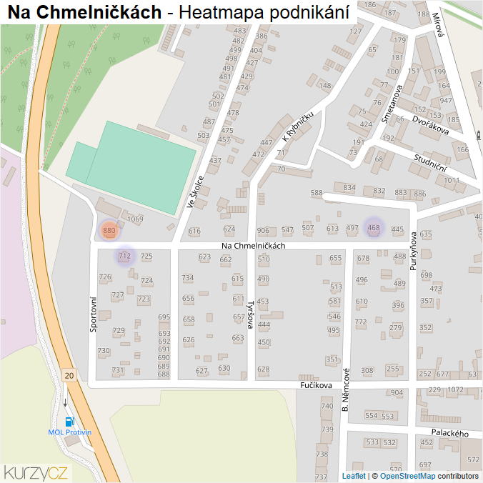 Mapa Na Chmelničkách - Firmy v ulici.