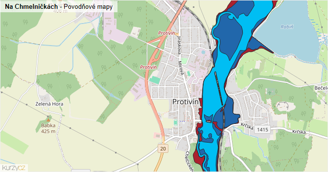 Na Chmelničkách - záplavové mapy stoleté vody