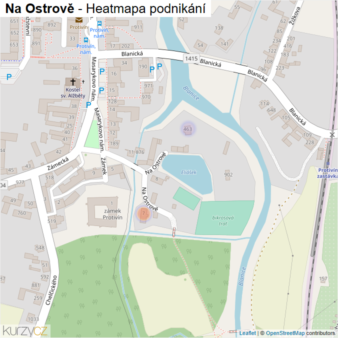 Mapa Na Ostrově - Firmy v ulici.