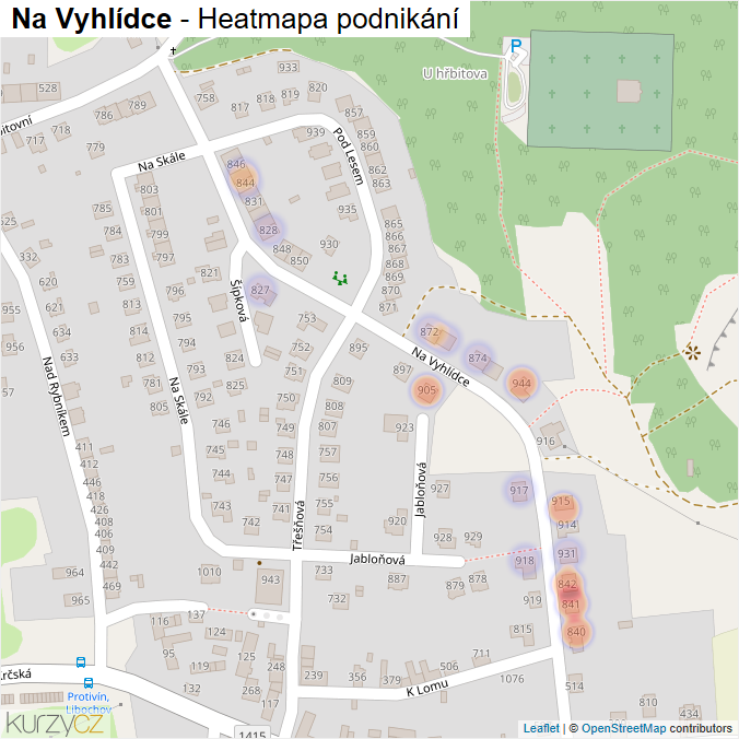 Mapa Na Vyhlídce - Firmy v ulici.