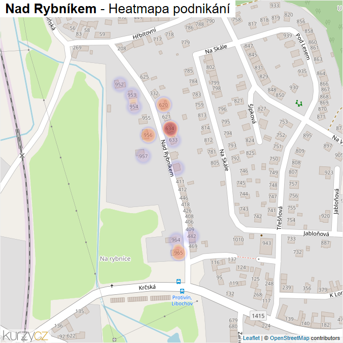 Mapa Nad Rybníkem - Firmy v ulici.