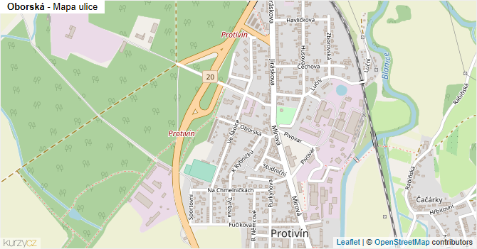 Oborská - mapa ulice