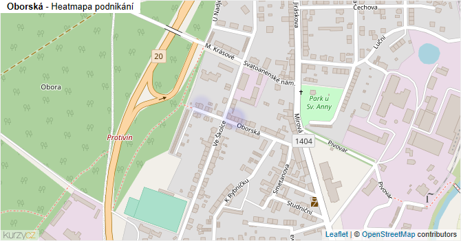 Oborská - mapa podnikání