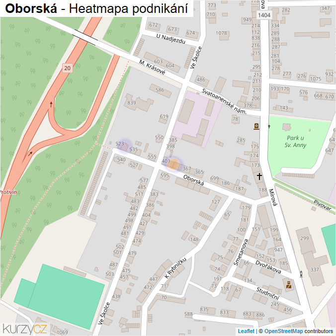 Mapa Oborská - Firmy v ulici.