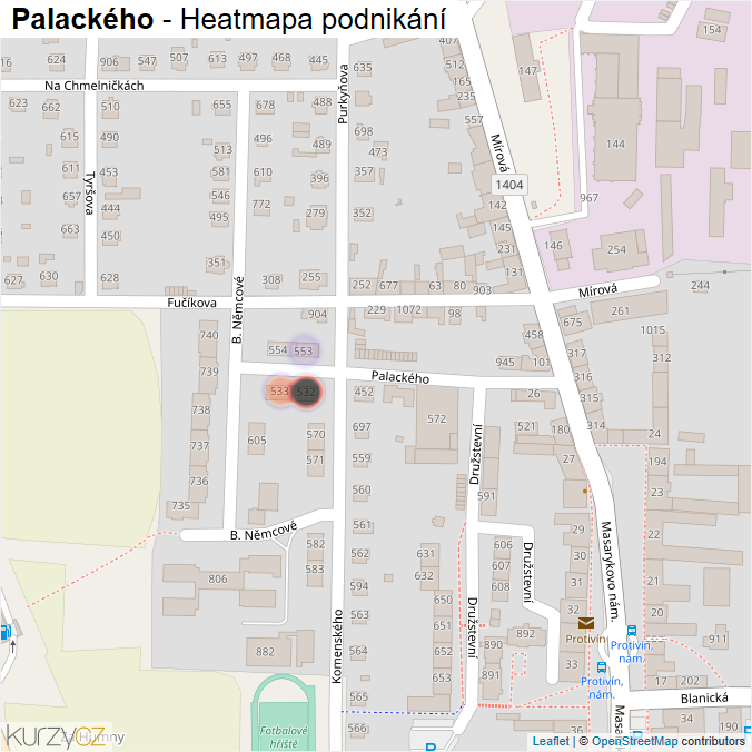 Mapa Palackého - Firmy v ulici.
