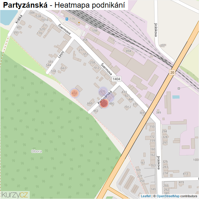 Mapa Partyzánská - Firmy v ulici.