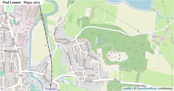 Pod Lesem - mapa ulice