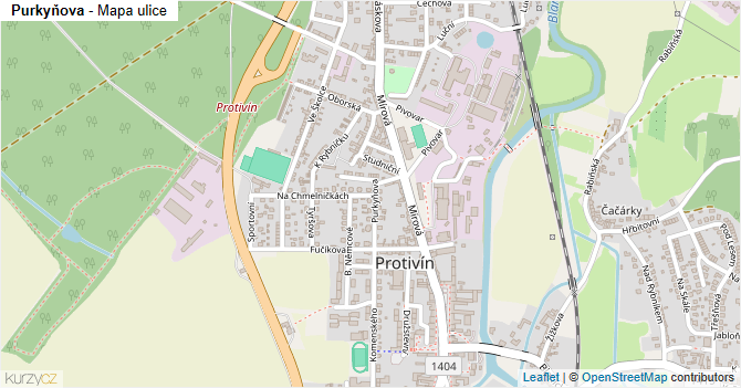 Purkyňova - mapa ulice