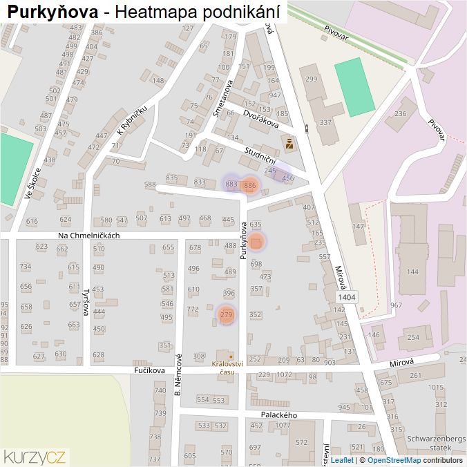 Mapa Purkyňova - Firmy v ulici.