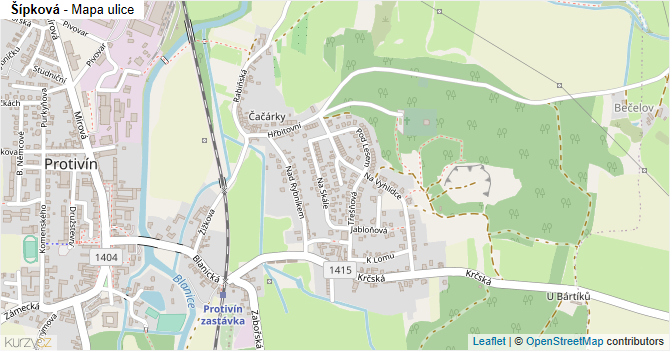 Šípková - mapa ulice