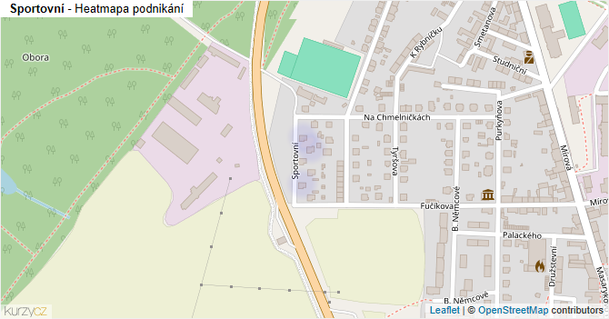 Sportovní - mapa podnikání
