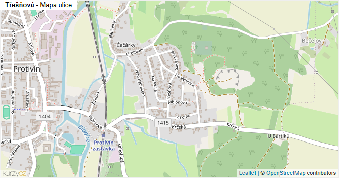 Třešňová - mapa ulice