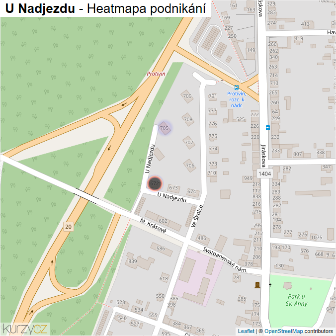Mapa U Nadjezdu - Firmy v ulici.