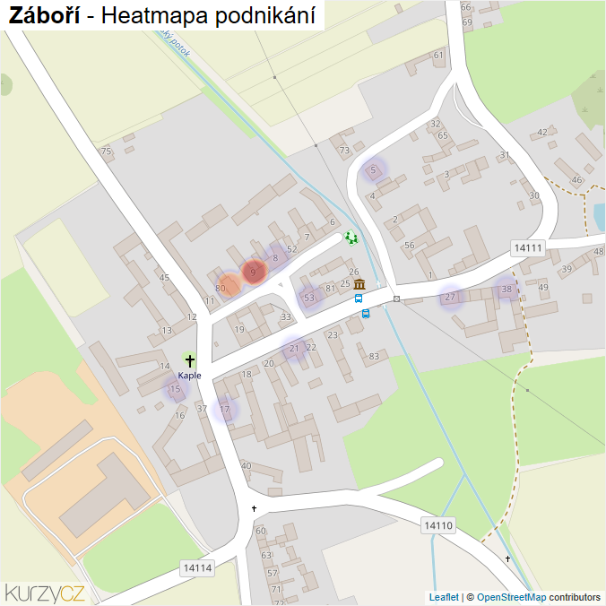 Mapa Záboří - Firmy v části obce.