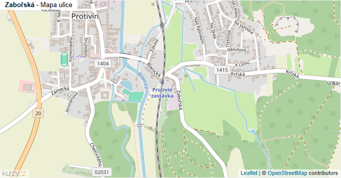 Zabořská - mapa ulice