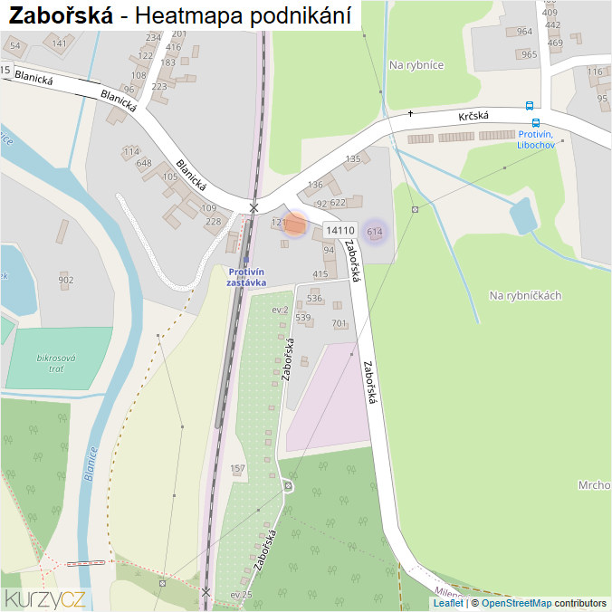 Mapa Zabořská - Firmy v ulici.