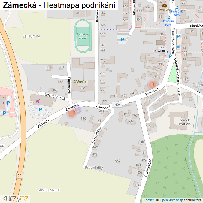 Mapa Zámecká - Firmy v ulici.
