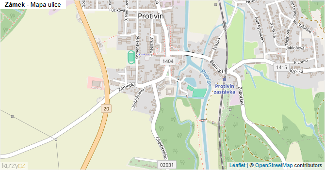Zámek - mapa ulice