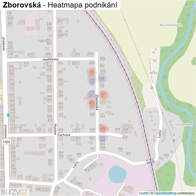 Mapa Zborovská - Firmy v ulici.