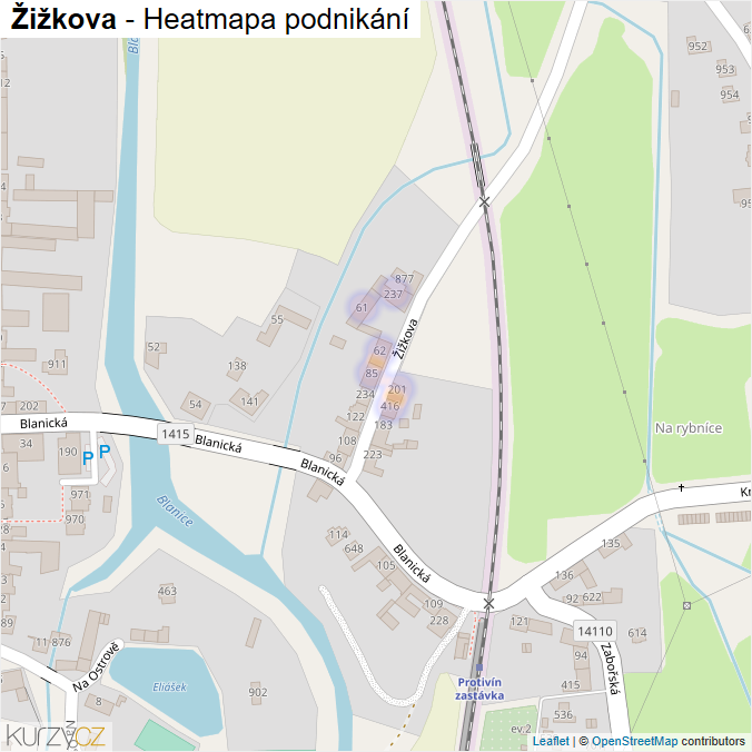 Mapa Žižkova - Firmy v ulici.