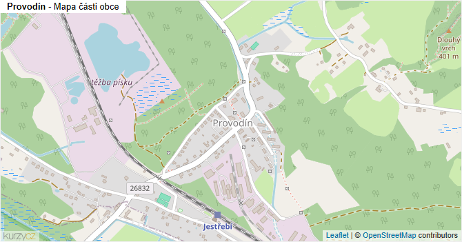 Provodín - mapa části obce