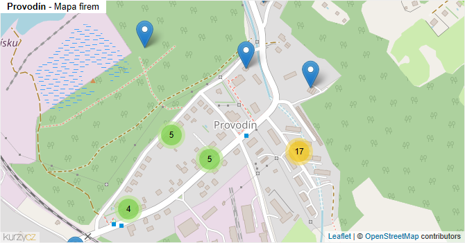 Provodín - mapa firem