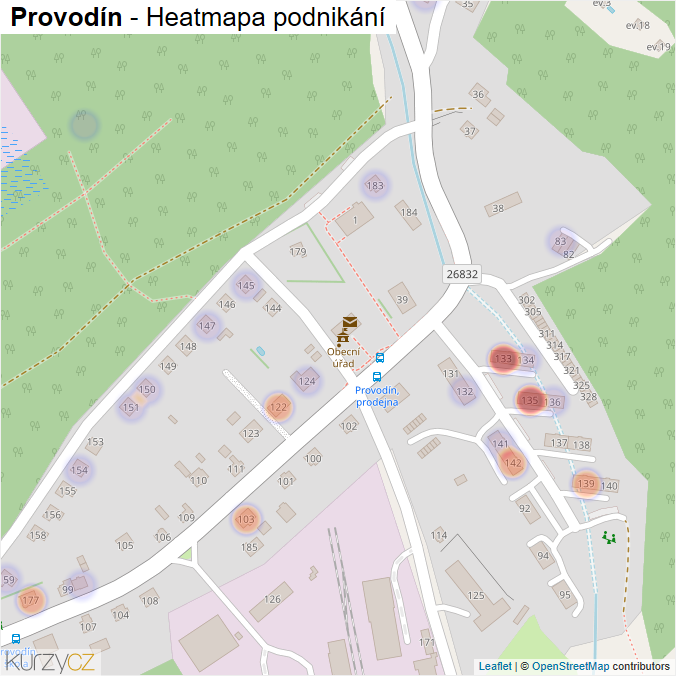 Mapa Provodín - Firmy v části obce.