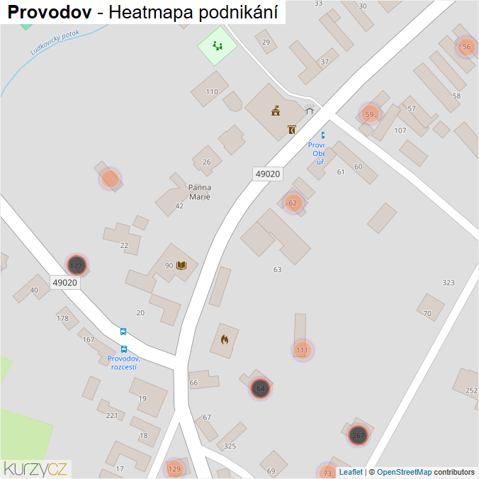 Mapa Provodov - Firmy v obci.