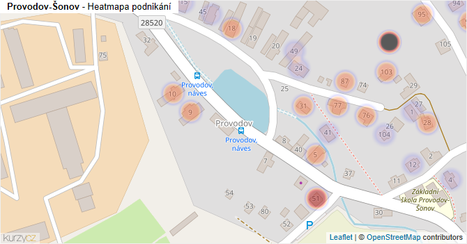 Provodov-Šonov - mapa podnikání
