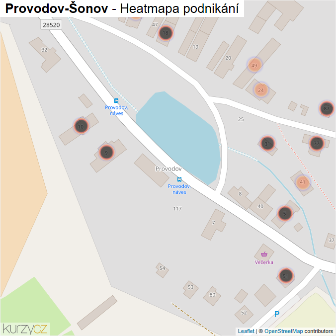 Mapa Provodov-Šonov - Firmy v obci.