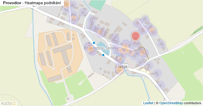 Provodov - mapa podnikání
