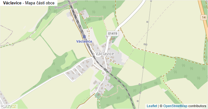 Václavice - mapa části obce