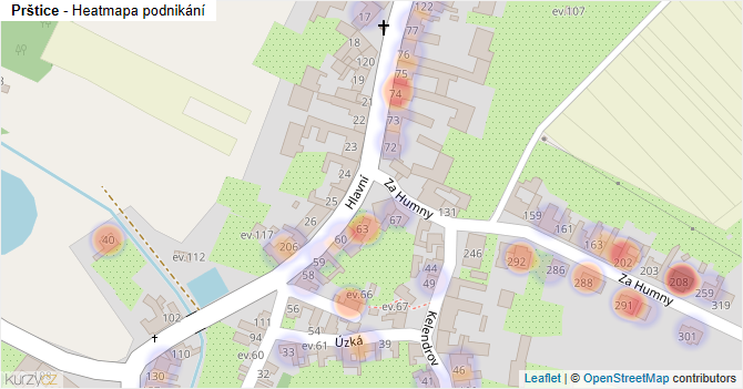 Prštice - mapa podnikání