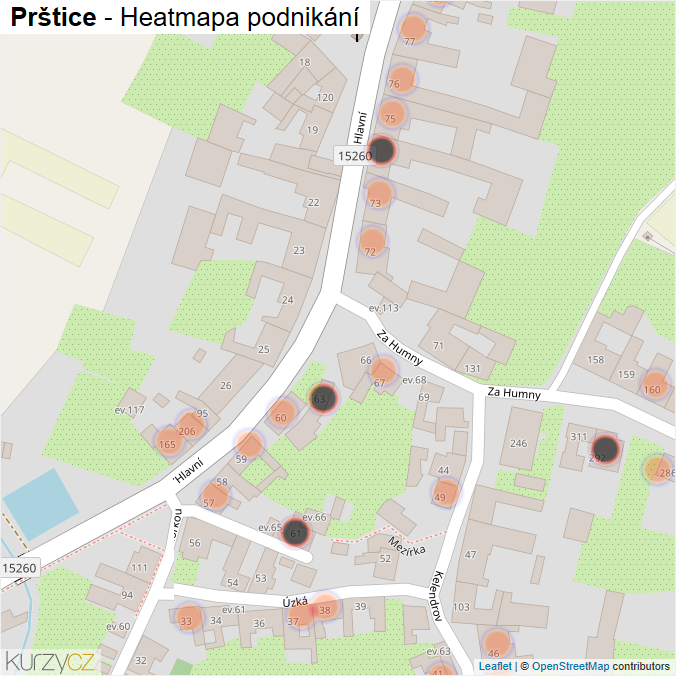 Mapa Prštice - Firmy v obci.