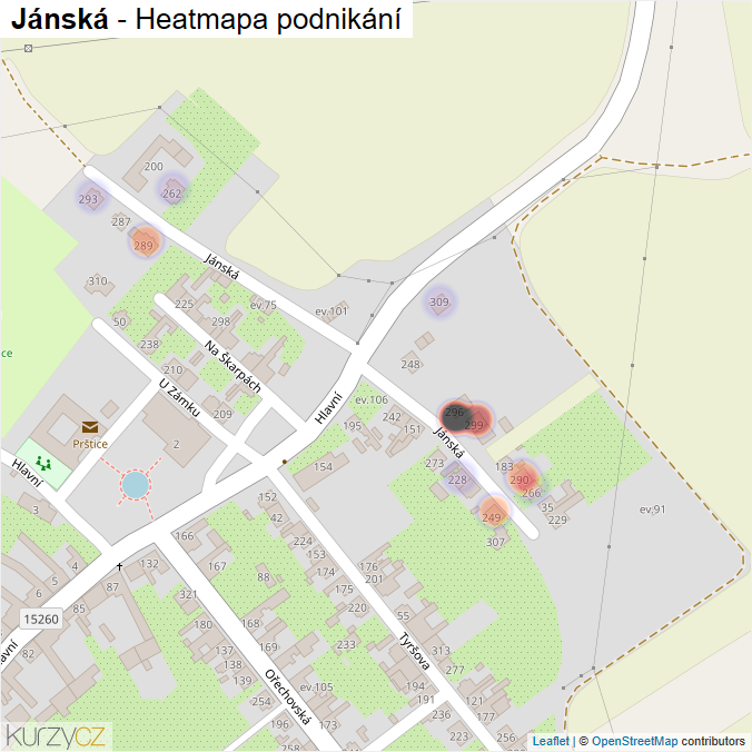 Mapa Jánská - Firmy v ulici.
