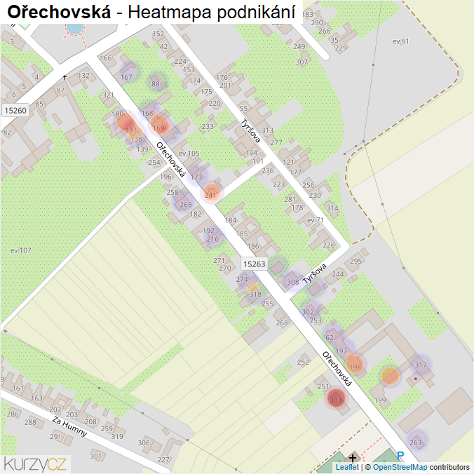 Mapa Ořechovská - Firmy v ulici.