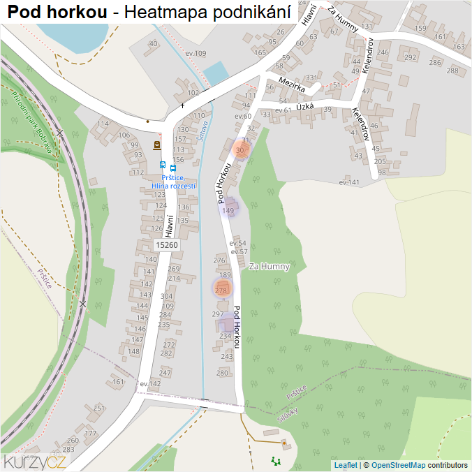 Mapa Pod horkou - Firmy v ulici.