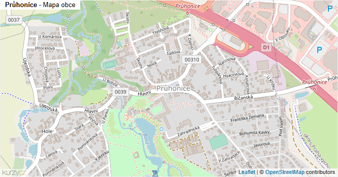 Průhonice - mapa obce