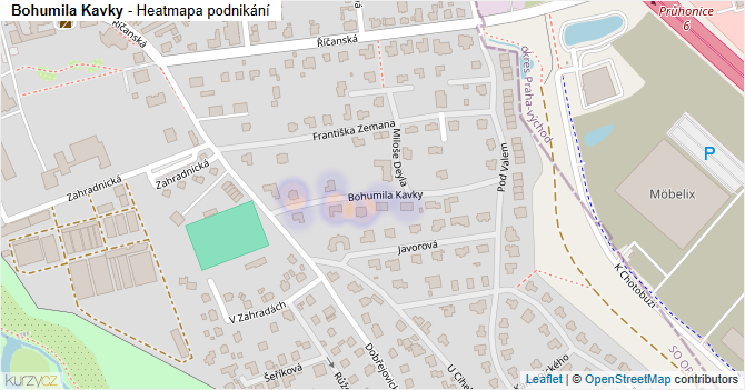 Bohumila Kavky - mapa podnikání