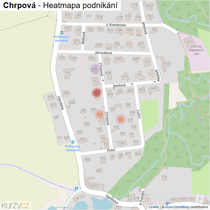 Mapa Chrpová - Firmy v ulici.