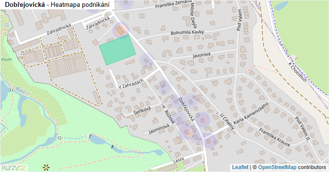 Dobřejovická - mapa podnikání