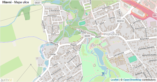 Hlavní - mapa ulice