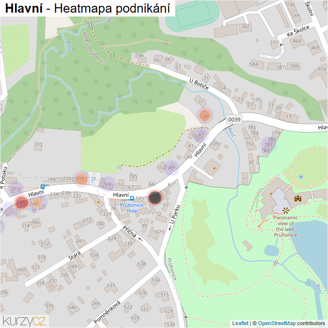 Mapa Hlavní - Firmy v ulici.