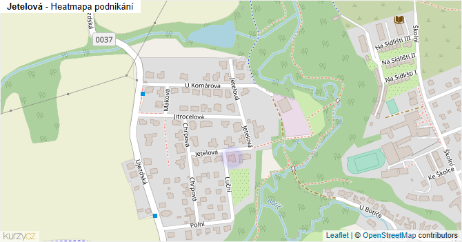 Jetelová - mapa podnikání
