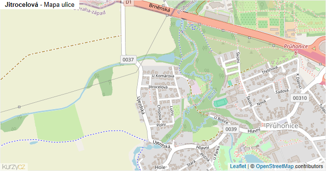 Jitrocelová - mapa ulice