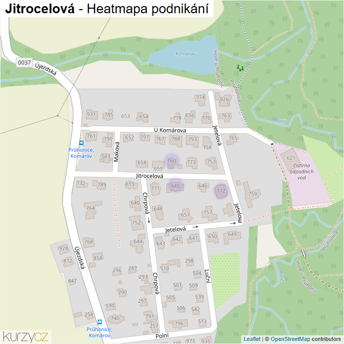 Mapa Jitrocelová - Firmy v ulici.