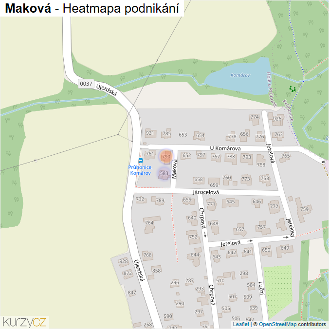 Mapa Maková - Firmy v ulici.